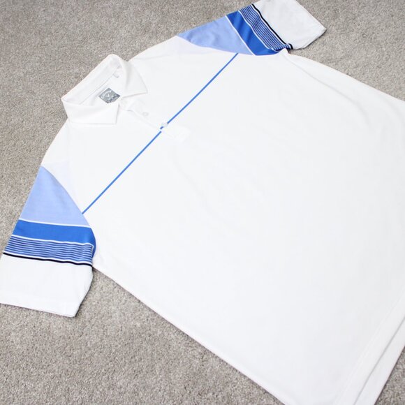 Callaway Opti-Dri Polo Shirt Mens XL White & Blue Golf Stretch Short Sleeve - Picture 6 of 13
